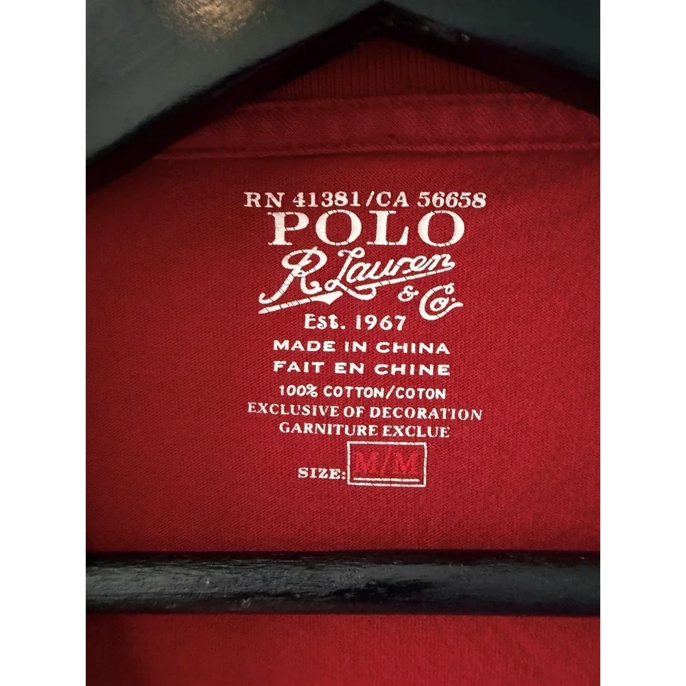 Polo Ralph Lauren V-Neck T-Shirt Mens Size M Red Short Sleeve Cotton